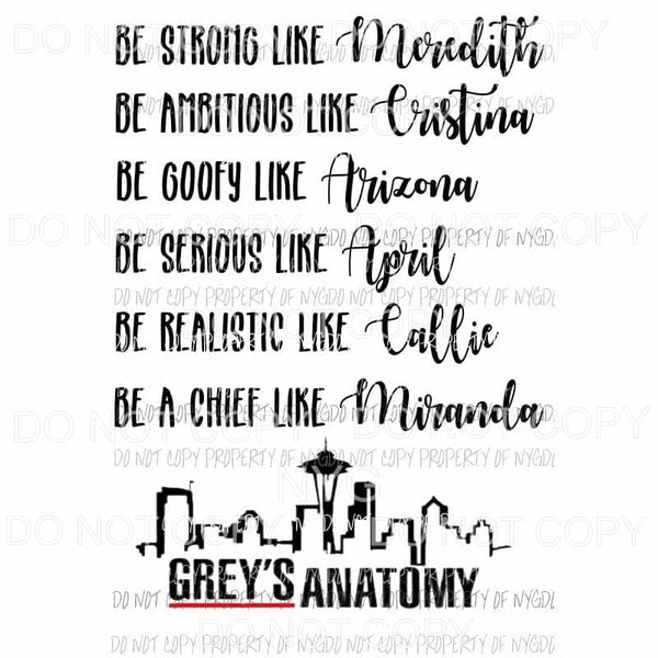 Greys Anatomy Be Like list Sublimation transfers Heat Transfer