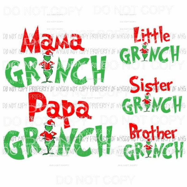 Grinch Family You choose which you would like Sublimation Transfer heat transfers