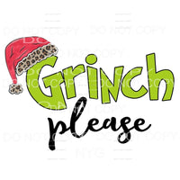 Grinch Please Santa Hat Leopard Sublimation transfers - Heat