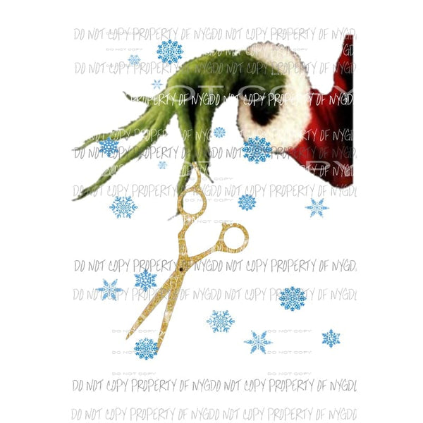 Grinch scissors hair dresser snowflakes Sublimation transfers Heat Transfer