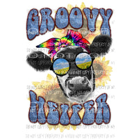 Groovy Hippie Heifer Cow Sublimation transfers Heat Transfer
