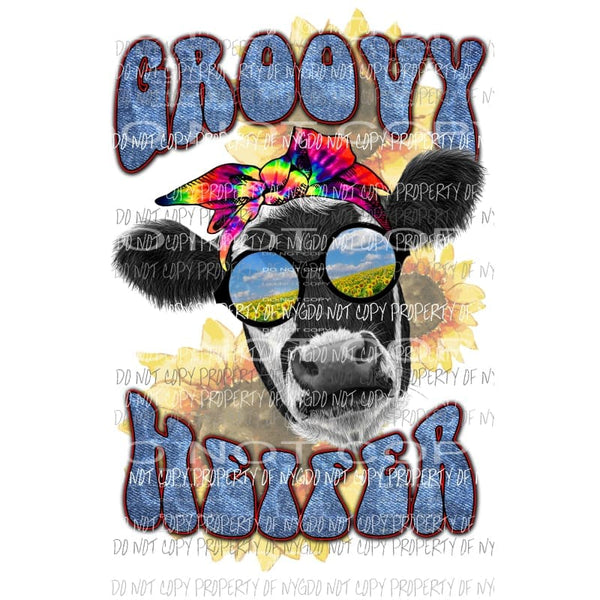Groovy Hippie Heifer Cow Sublimation transfers Heat Transfer