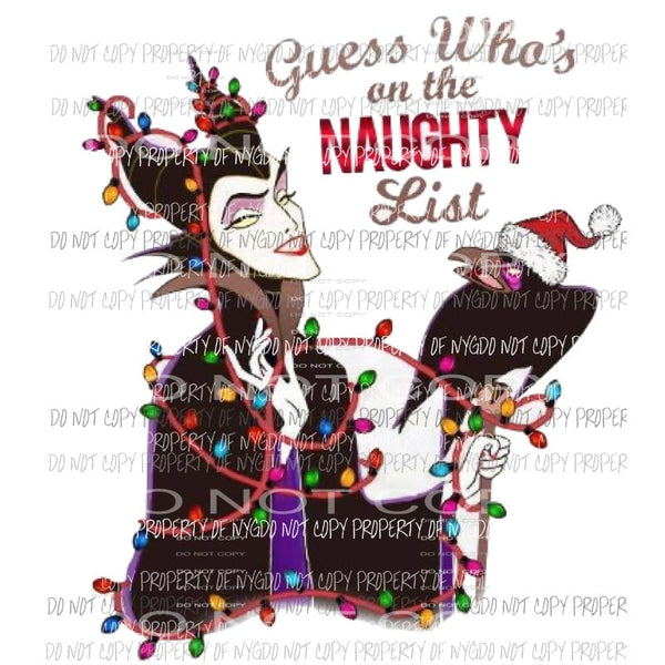 Guess whos on the naughty list disney Sublimation transfers Heat Transfer