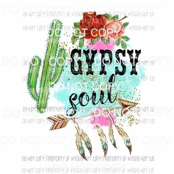 Gypsy Soul #1 arrow feathers roses cactus Sublimation transfers Heat Transfer