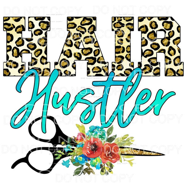 Hair Hustler Leopard Teal Floral Sublimation transfers - 