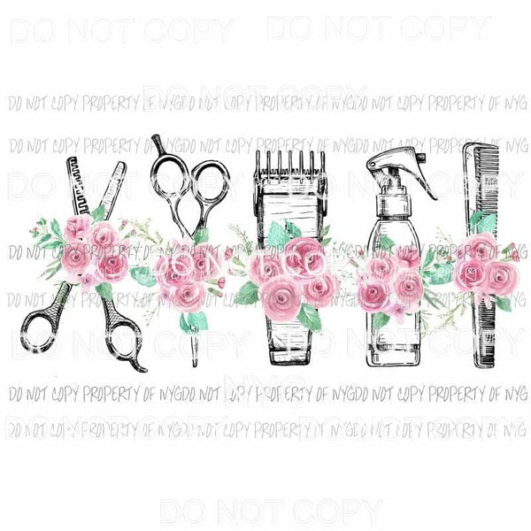 Hairdresser tools hairstylist pink Sublimation transfers Heat Transfer
