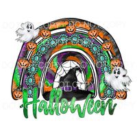 Halloweeen Rainbow Witch Hat Pumpkins Turqoise Tie Dye 