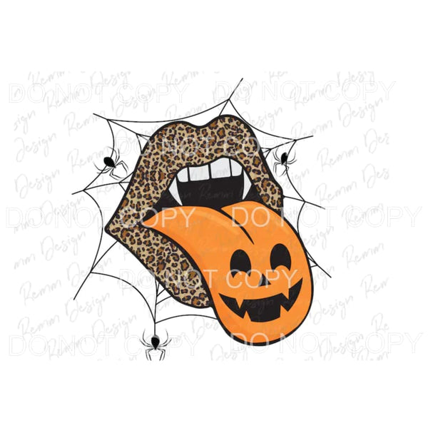 Halloween Leopard Lips Vampire Teeth Jack O Lantern Spides 