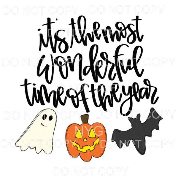Halloween Most Wonderful Time Of The Year Ghost Pumpkin Bat 