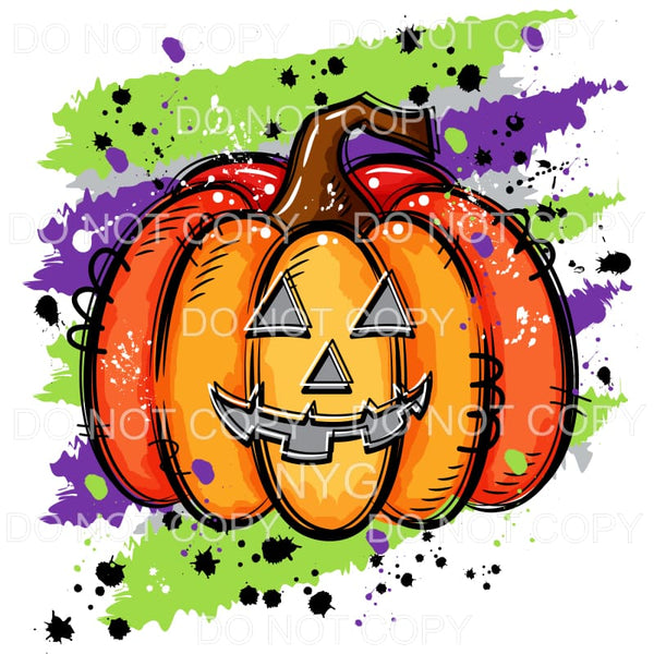 Halloween Pumpkin Purple Green Splatter #1098 Sublimation 