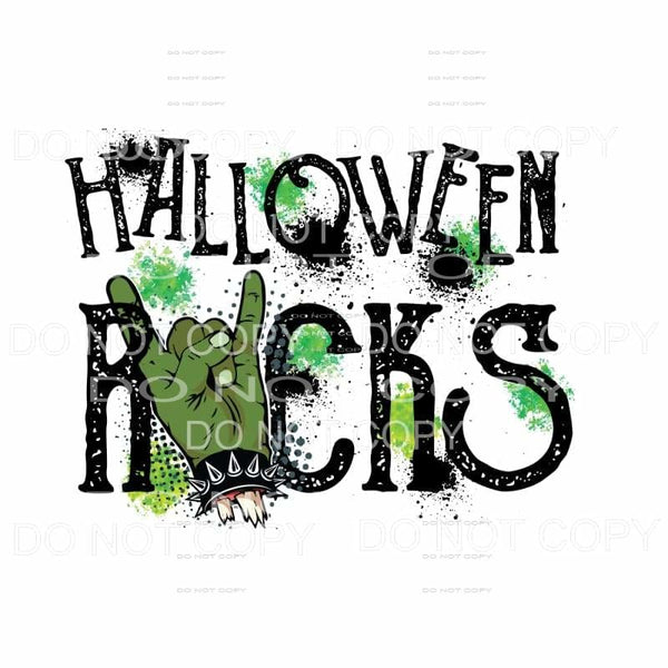 Halloween Rocks Green Hand Green Black Splatter #23 