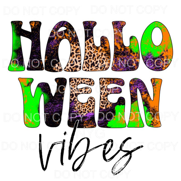 Halloween Vibes Leopard Green Orange Purple Grunge #372 