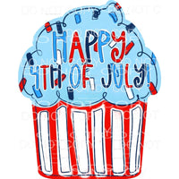 Happy 4th of July Cupcake USA American Sublimation transfers