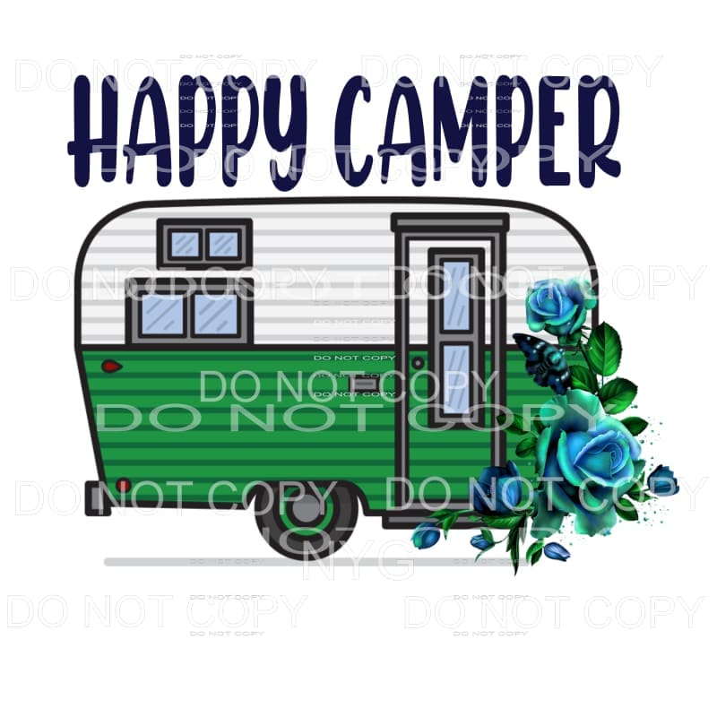 Happy Camper Pot Holder & Hand Towel Set – Blue Plaid, Camping Theme, 8x9 Inches, Gift Ready