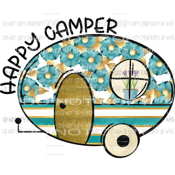 Happy Camper BLUE Sublimation transfers Heat Transfer