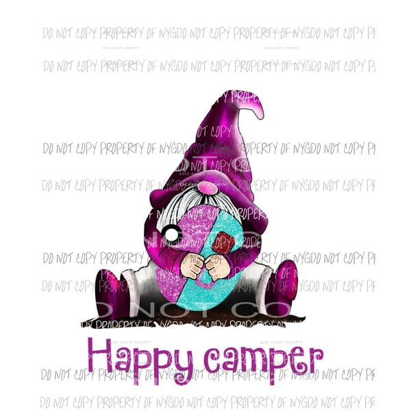 Happy Camper Gnome #1 Sublimation transfers Heat Transfer