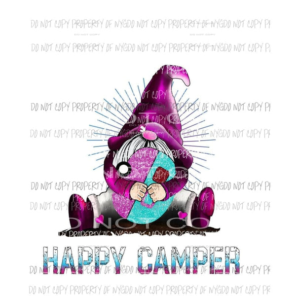 Happy Camper Gnome #2 Sublimation transfers Heat Transfer