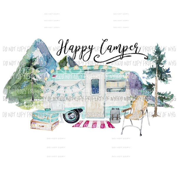 Happy Camper mountain Sublimation transfers Heat Transfer