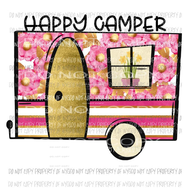 Happy Camper PINK Sublimation transfers Heat Transfer