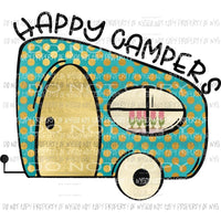 Happy Campers BLUE Sublimation transfers Heat Transfer