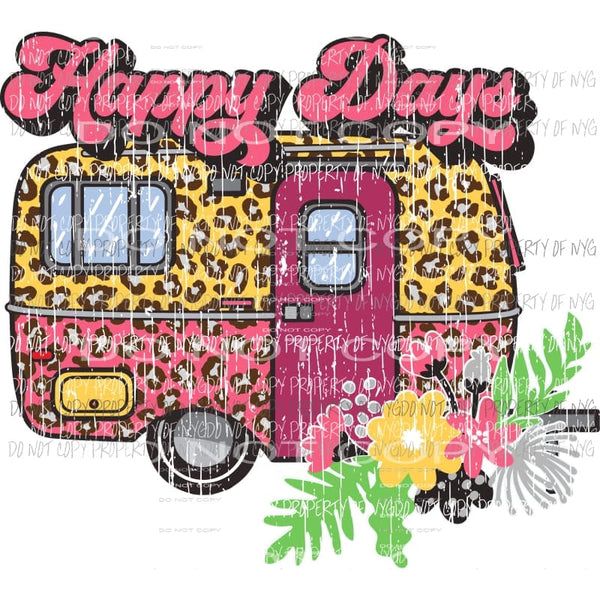 Happy Days YELLOW AND PINK Sublimation transfers Heat Transfer