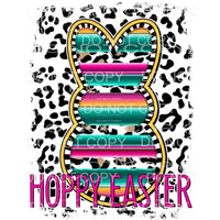 Happy Easter Serape Peeps Bunny Leopard Background 