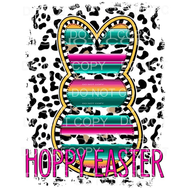 Happy Easter Serape Peeps Bunny Leopard Background 
