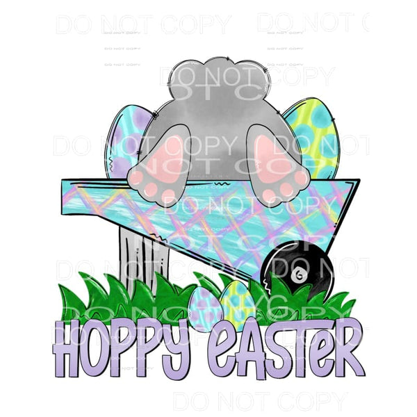 Happy Easter Wheelbarrow Bunny Butt Eggs Sublimation 