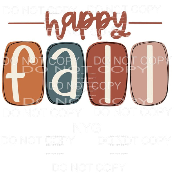 Happy Fall Blocks Sublimation transfers - Heat Transfer