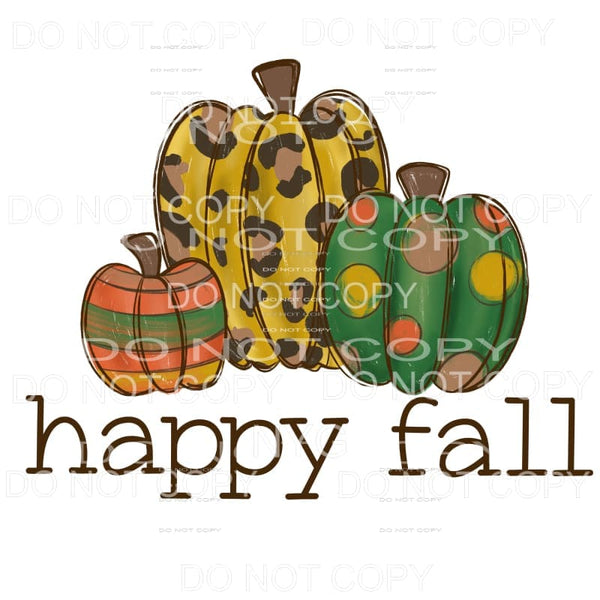 Happy Fall Harverst Pumpkins Fall Colors Leopard Polka Dots 