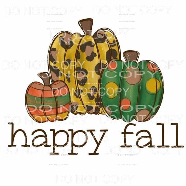 Happy Fall Leopard Polka Dot Striped Fall Color Pumpkins 