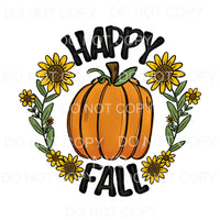 Happy Fall Pumpkin Sunflowers Sublimation transfers - Heat 