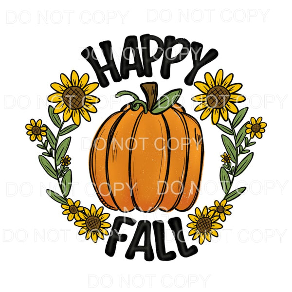 Happy Fall Pumpkin Sunflowers Sublimation transfers - Heat 