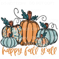 Happy Fall Y’all Group of Orange Flloral Pumpkins 