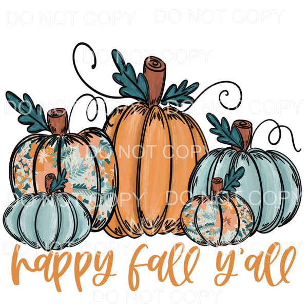 Happy Fall Y’all Group of Orange Flloral Pumpkins 