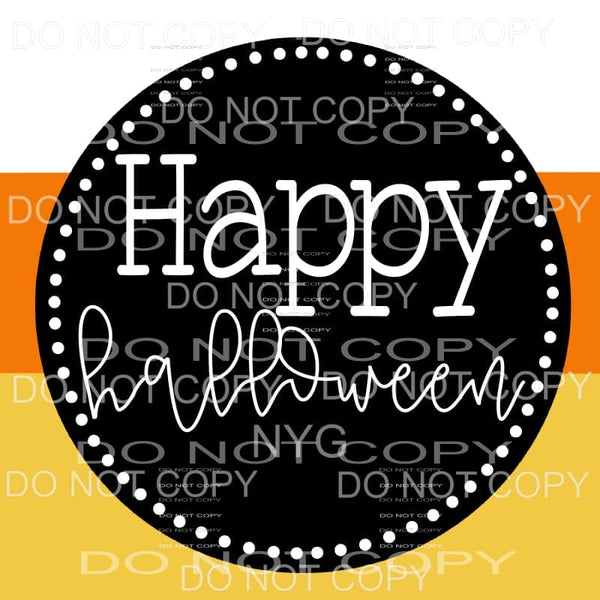Happy Halloween Circle Orange Stripes Sublimation transfers 