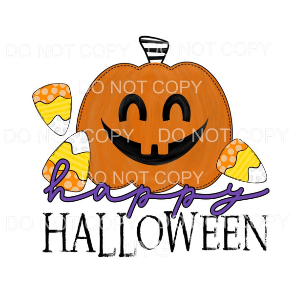 Happy Halloween Jack O Lantern Candy Corn Sublimation 