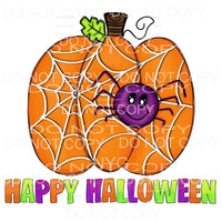 Happy Halloween Pumpkin Spider Sublimation transfers - Heat 