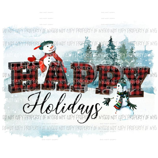 Happy Holidays snowman Sublimation transfers Heat Transfer