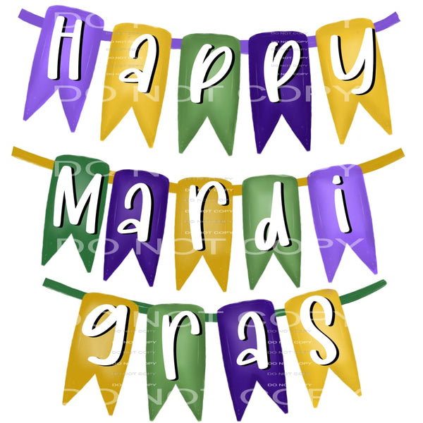 Happy Mardi Gras Banner #2471 Sublimation transfers - Heat 