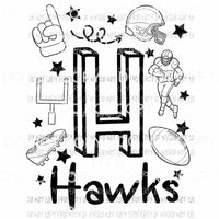 Hawks football spirit doodle Sublimation transfers Heat Transfer