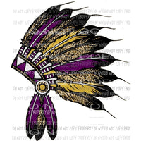 Head Dress Purple and Gold indian Sublimation transfers Heat Transfer