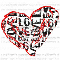 Heart #4 red black letters Sublimation transfers Heat Transfer
