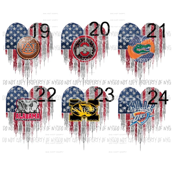 Heart Flag 19-24 you choose Sublimation transfers Heat Transfer