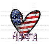 Heart Flag # 3 STATES All states in drop down menu sublimation transfer state Heat Transfer