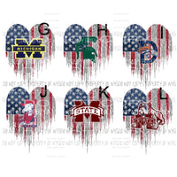 Heart Flag G - L you choose Sublimation transfers Heat Transfer