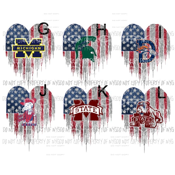 Heart Flag G - L you choose Sublimation transfers Heat Transfer