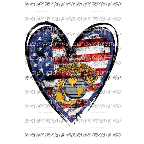 Heart Flag Marines Sublimation transfers Heat Transfer