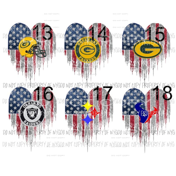 Heart flag numbers 13 - 18 you choose Sublimation transfers Heat Transfer