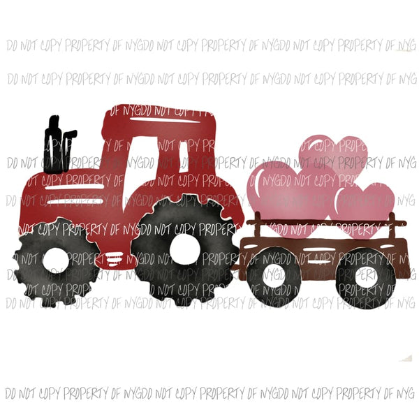 Heart Tractor red Sublimation transfers Heat Transfer
